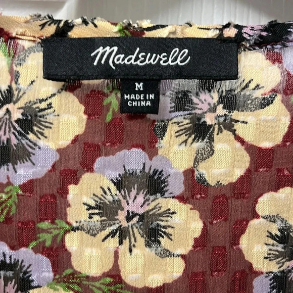 Madewell Viola floral pansy drawstring ruffled peplum top - Picture 6 of 8